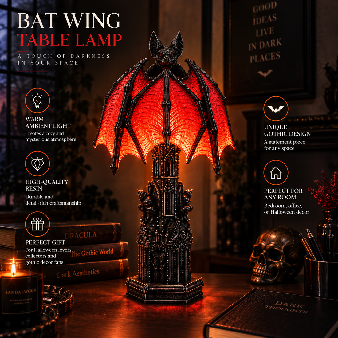 Bat Halloween Lamp By ELIZA