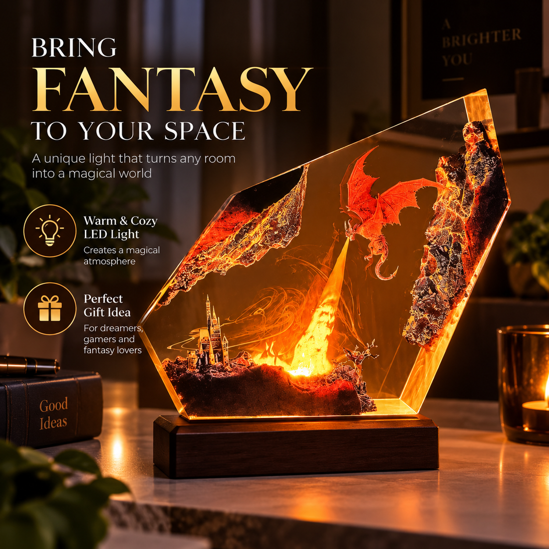 Fire Dragon Halloween Lamp By ELIZA 14*14cm
